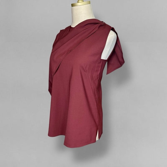 NWT Judith & Charles ‘Signac’ Scarf Blouse in Burgundy Red “Bordeaux” Size 0 - Picture 4 of 15